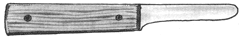 The clam-knife's short, strong, semi-sharp blade is insinuated between the shell lips to cut the adductor muscles and open the vault.